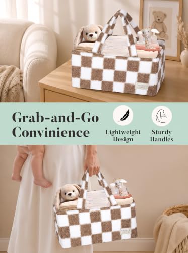 Baby Diaper Caddy Organizer with Waterproof Changing Pad