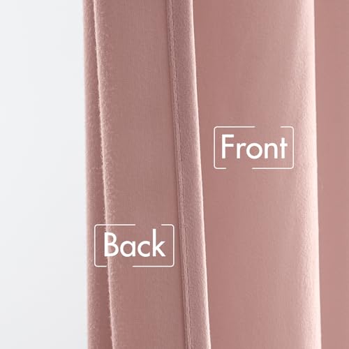 Light Pink Velvet Pinch Pleat Blackout Curtains W52 X L84 Inches