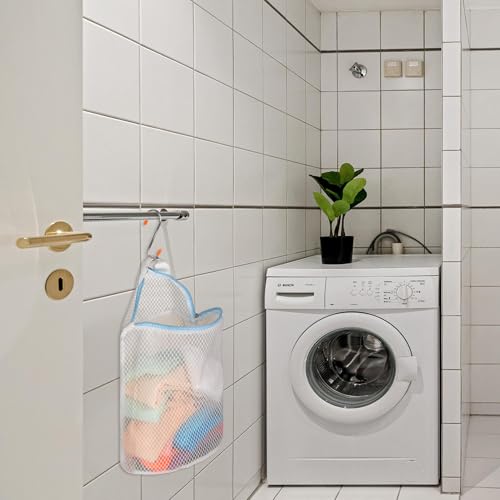5Pcs Hanging Laundry Bags for Socks with S Hooks (5 Count)