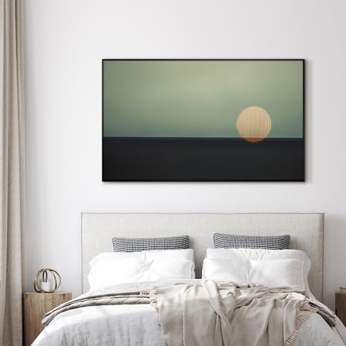 30"x60" Extra Large Framed Wall Art Minimalist Seascape Sunset with Golden Sun on Horizon for Home Living Room Bedroom Decor