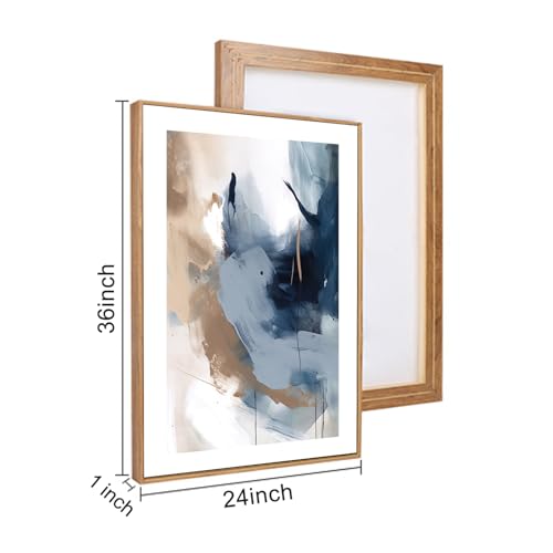 Large Abstract Navy Blue Framed Canvas Wall Art (3 Count)