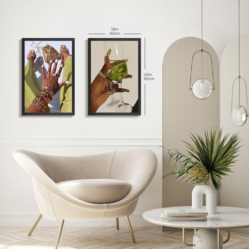 Wood Framed Fashion Black Woman Wall Art Set of 3 (3 Count)