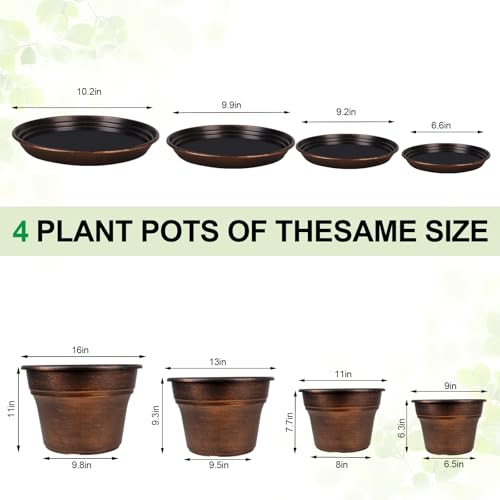 Plant Planters Pots Set of 4 Pack 13 Inch (4 Count)