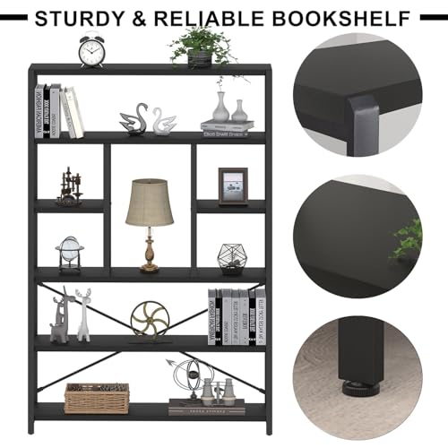 6 Tier Industrial Bookshelf for Bedroom Living Room Office (6 Count)