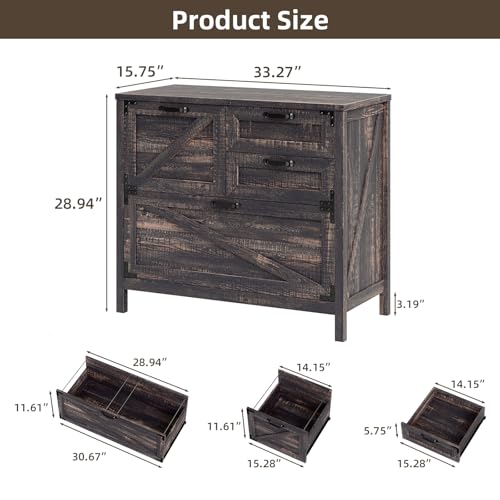 Lateral File Cabinet with 4 Drawers for Home Office