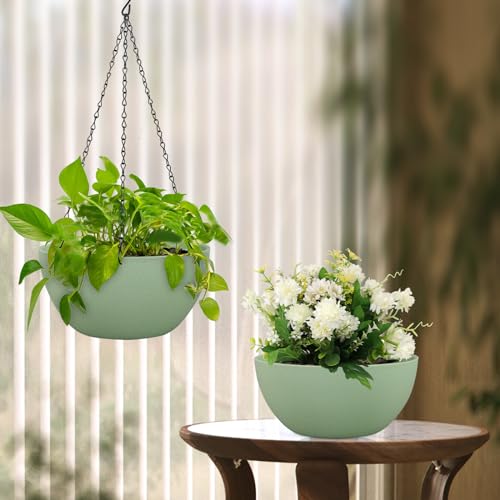 12 inch Large Hanging Planters Plant Pots for Indoor Outdoor Plants (2 Count)