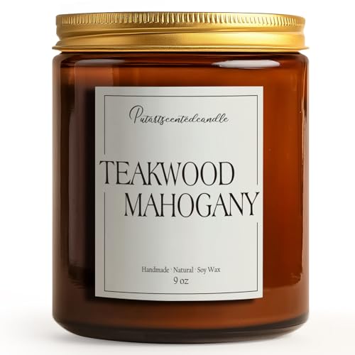 Mahogany Teakwood Scented Candle for Home (14 Ounce)