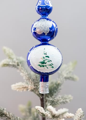 Finial Glass Tree Topper Mouth Blown Christmas Finial Tree Topper Christmas Tree Finials Hand Decorated Made in Poland