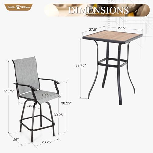 3 Piece Bar Height Patio Set (3 Count)