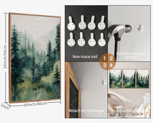 Watercolor Forest Framed Canvas Wall Art Set (3 Count)