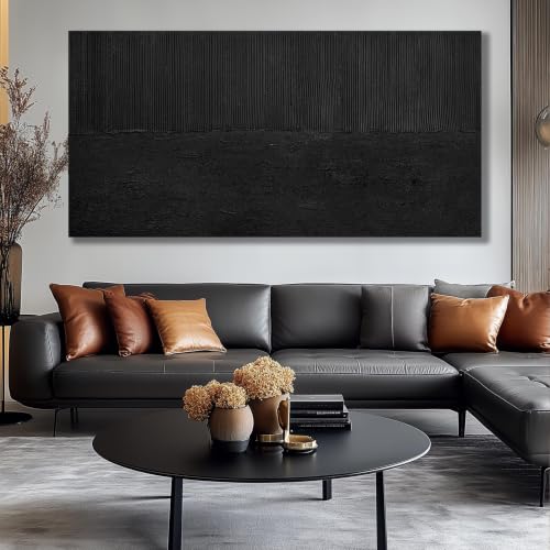 Extra Large Wall Art For Living Room Abstract Painting Wall Decor For Office Black Canvas Wall Art For Hotel 36 x 72 Inch
