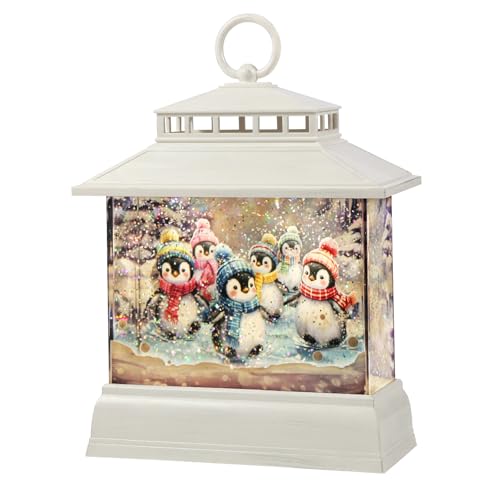 Christmas Snow Globe Lantern Water Glittering Lantern with 8 Songs & 6H Timer Romote Control Christmas Snow Globes USB & Battery Operated for Christmas Festival Decorations Gifts