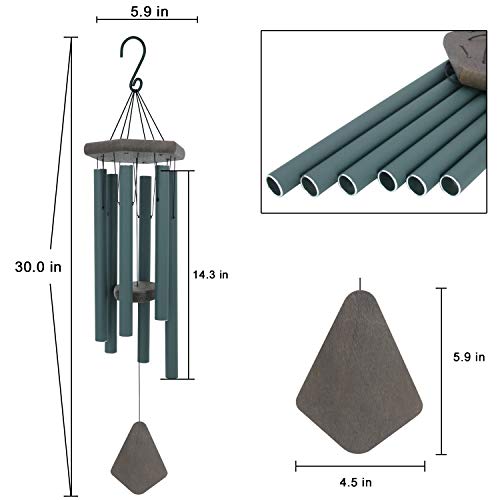 Wind Chimes for Outside 30 inch Green Aluminum Garden Patio Gift Decor Yard