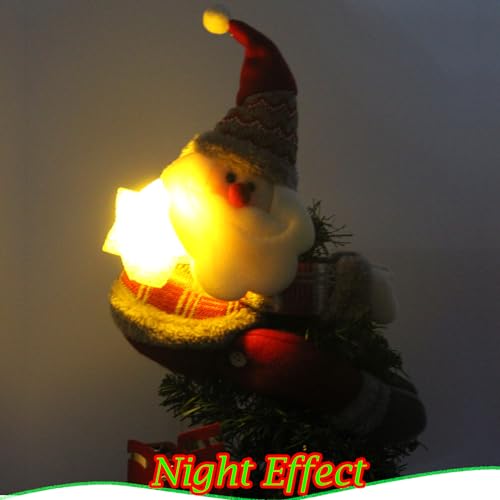 Christmas Plush Santa Claus Tree Topper with Light