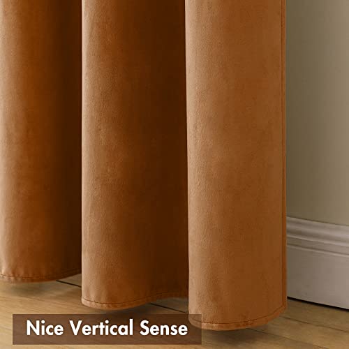 Gold Brown Blackout Velvet Curtains Drapes 96 Inch Long 52"x96" (2 Count)