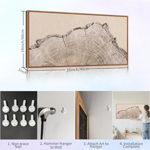 Large Tree Ring Framed Canvas Wall Art