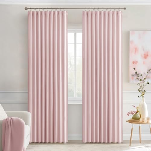 Light Pink Back Tab Blackout Curtains 52x90 Inch Long 2 Panels Set (2 Count)