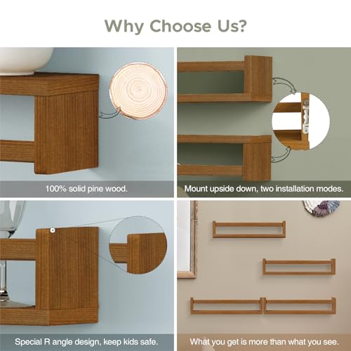 Dark Wood Nursery Kids Bookshelf Wall Mounted (4 Count)