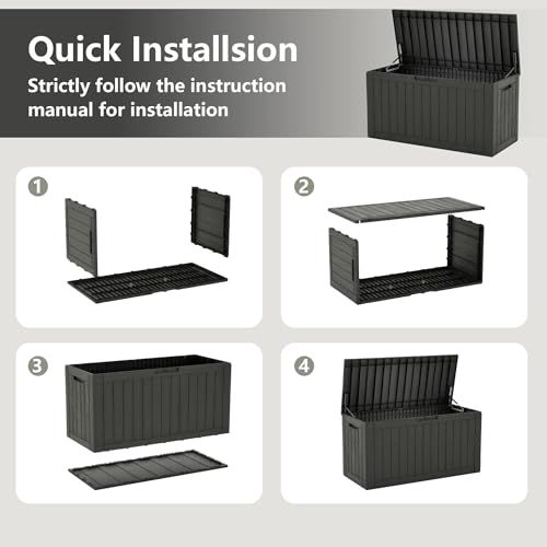 120 Gallon Outdoor Storage Box Waterproof Deck Box for Patio