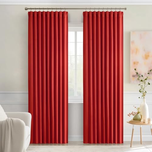 Christmas Red Back Tab Blackout Curtains 52x84 Inch Length 2 Panels (2 Count)