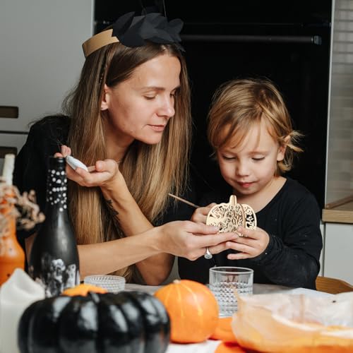 DIY 3D Halloween Pumpkin Wood Crafts to Paint for Kids Adults (24 Count)