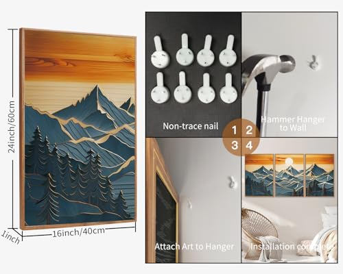 Large Mountains Framed Canvas Wall Art Set of 3 (3 Count)