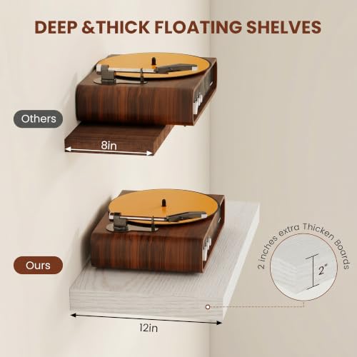 12 Deep Floating Shelves 30x12” Set of 2 (2 Count)