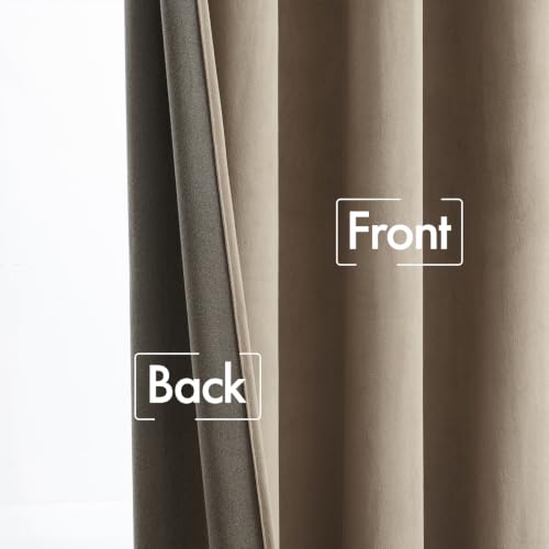 Light Taupe Velvet Pinch Pleat Blackout Curtains W52 X L108 Inches