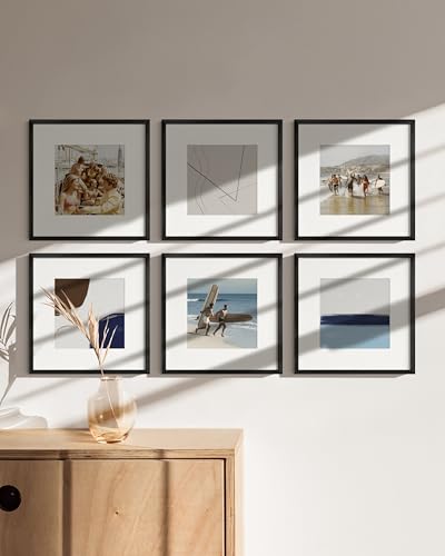 12x12 Black Metal Picture Frames Matted to 8x8