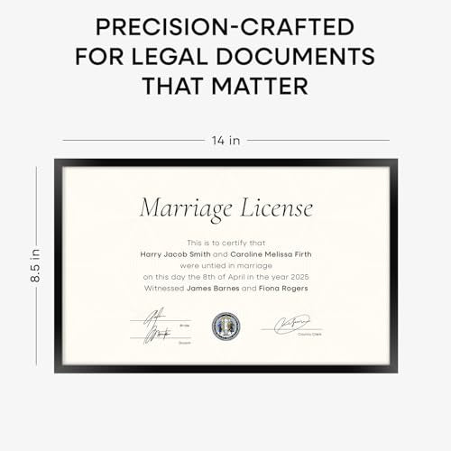 8.5x14 Black Marriage License Frame (3 Count)