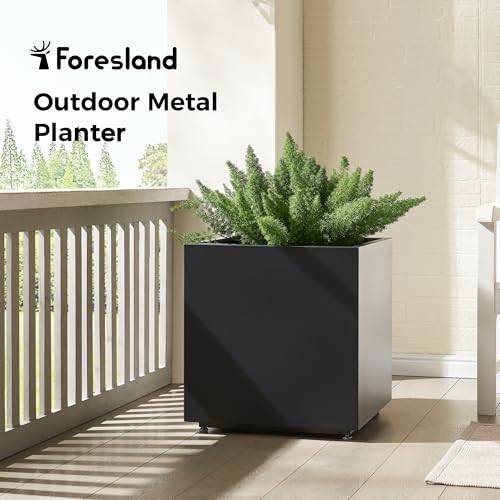 Large Cube Metal Outdoor Planter Box 20Wx20Dx21.5H