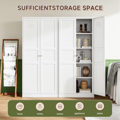 White Storage Cabinet with Adjustable Shelves