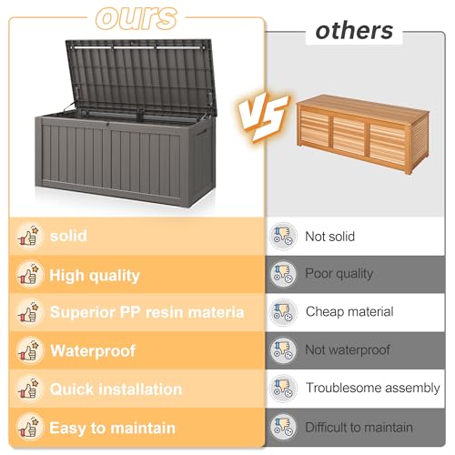 160 Gallon Outdoor Storage Box Waterproof Deck Box for Patio