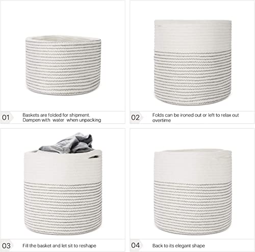 Woven Cotton Rope Plant Basket for 11 12" Flower Pot White