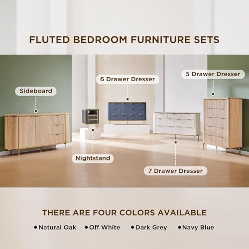 Fluted 5 Drawers Dresser for Bedroom