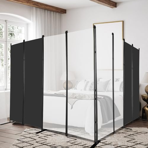 8 Panel Black Room Divider 6ft Tall Indoor Folding Privacy Screen (8 Count)