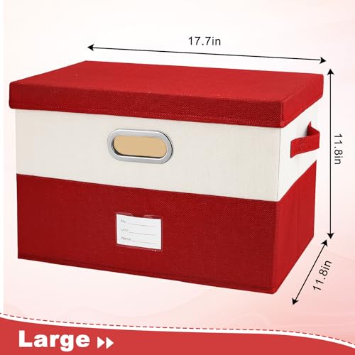 Large Linen Fabric Foldable Storage Bins with Removable Lid and Handles