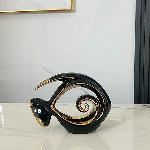 Black Gold Ceramic Fish Figurines