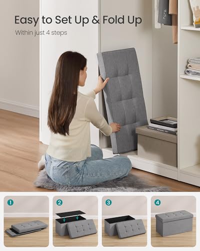 30 Inches Folding Storage Ottoman Bench