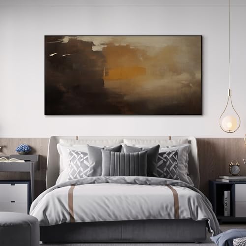 36"x72" Extra Large Framed Wall Art Abstract Dark Horizon Moody Landscape Illustration for Home Living Room Bedroom Decor