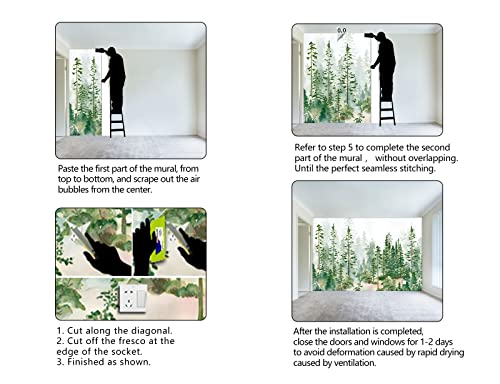 Boys or Girls Cartoon Pine Tree Forest wallpeper Nursery Kids Bedroom wall Mural