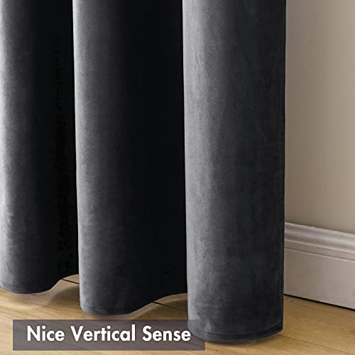 Grey Blackout Velvet Curtains Drapes 108 Inch Long 52"x108" Bedroom (2 Count)
