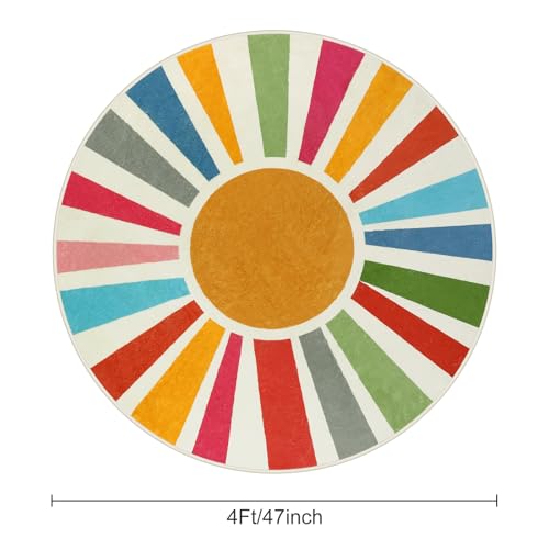 Small Round Rug 4 Ft Washable Round Rug for Kids Room