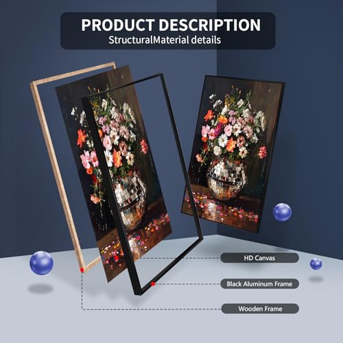 Colorful Moody Florals Disco Ball Wall Art