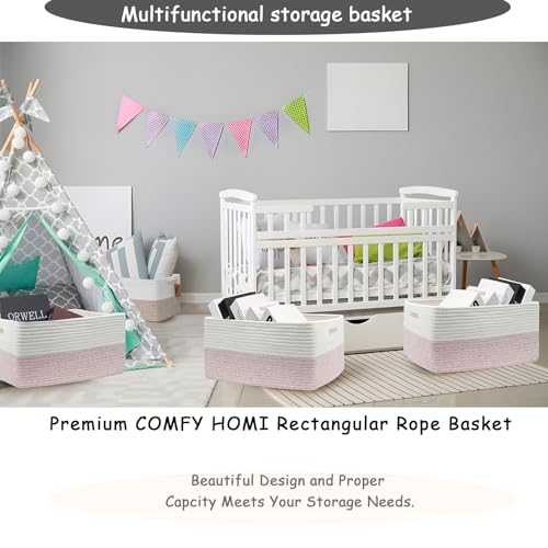 Cotton Rope Woven Basket with Handles for Shelves