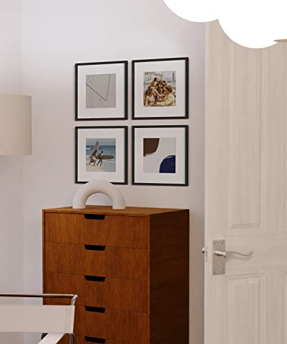 Solid Oak Wood 12”x12” Picture Frames Matted to 8”x8” Set of 4 (4 Count)