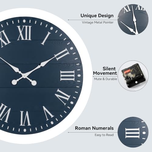 Large Wall Clock with Roman Numeral
