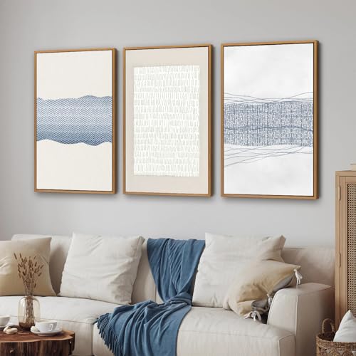 Large Abstract Framed Canvas Wall Art Set of 3 (3 Count)