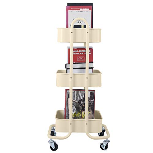 3 Tier Metal Mesh Utility Rolling Cart Storage Organization Cart with Wheels (3 Count)