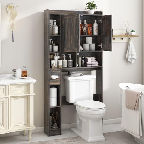 Farmhouse Over The Toilet Storage Cabinet with Barn Door